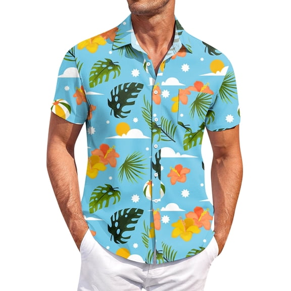 Yiaimeir Men's Vintage Button Down Bowling Shirts Short Sleeve Summer Beach Shirt，Size M-3XL