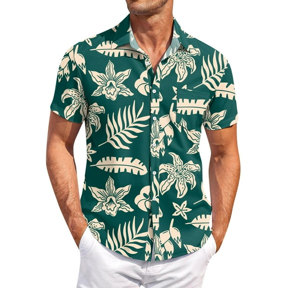 Yiaimeir Men's Vintage Button Down Bowling Shirts Short Sleeve Summer Beach Shirt，Size M-3XL