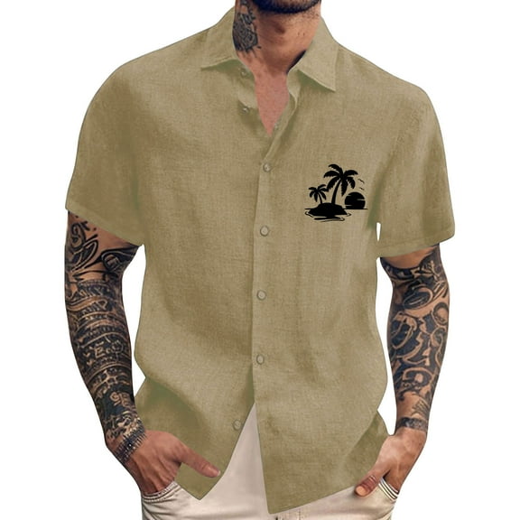 Yiaimeir Men's Vintage Button Down Bowling Shirts Short Sleeve Summer Beach Shirt,Size M-3XL