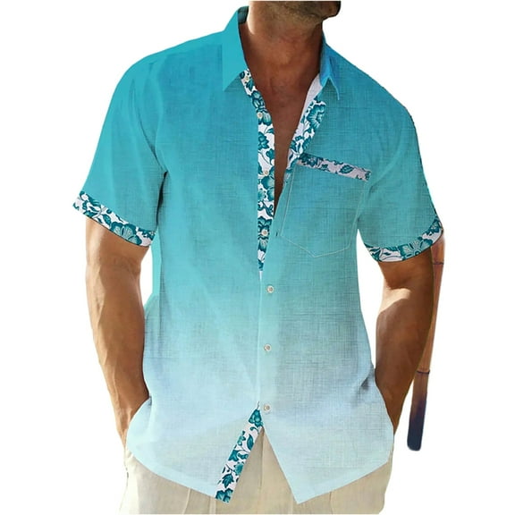 Yiaimeir Men's Vintage Button Down Bowling Shirts Short Sleeve Summer Beach Shirt，Size M-3XL