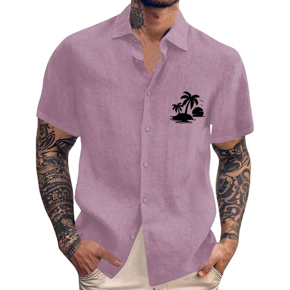 Yiaimeir Men's Vintage Button Down Bowling Shirts Short Sleeve Summer Beach Shirt,Size M-3XL