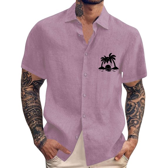 Yiaimeir Men's Vintage Button Down Bowling Shirts Short Sleeve Summer Beach Shirt，Size M-3XL