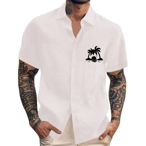 Yiaimeir Men's Vintage Button Down Bowling Shirts Short Sleeve Summer Beach Shirt,Size M-3XL