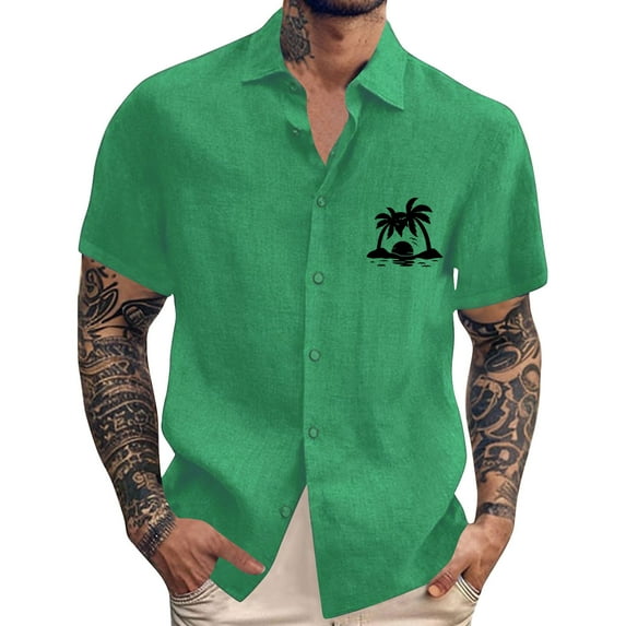 Yiaimeir Men's Vintage Button Down Bowling Shirts Short Sleeve Summer Beach Shirt，Size M-3XL