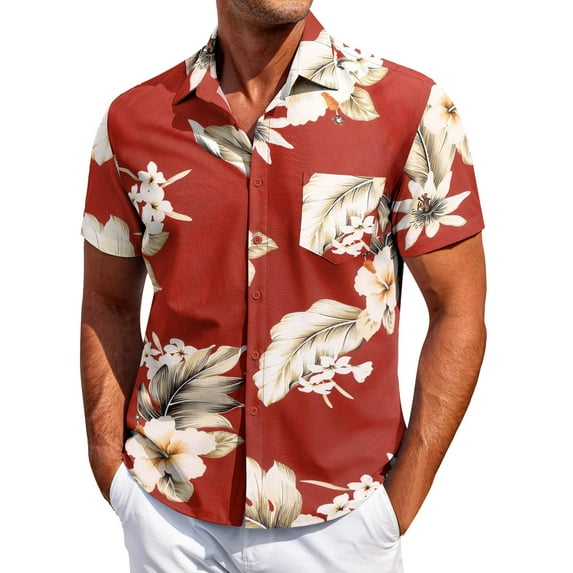 Yiaimeir Men's Vintage Hawaiian Shirt Short Sleeve Summer Beach Shirt Men Clothing,Size M-4XL