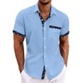 thumbnail image 1 of Yiaimeir Mens Casual Button Down Shirt Summer Short Sleeve Cuban Vacation Beach Shirts,Size M-4XL, 1 of 4