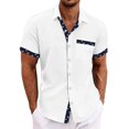 thumbnail image 1 of Yiaimeir Mens Casual Button Down Shirt Summer Short Sleeve Cuban Vacation Beach Shirts,Size M-4XL, 1 of 4