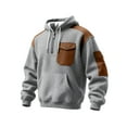 thumbnail image 1 of Yiaimeir Mens Casual Pullover Hoodie with Zippered Chest Pocket and Patchwork Design Long Sleeve Warm Sweatshirt for Outdoor Activities, 1 of 3