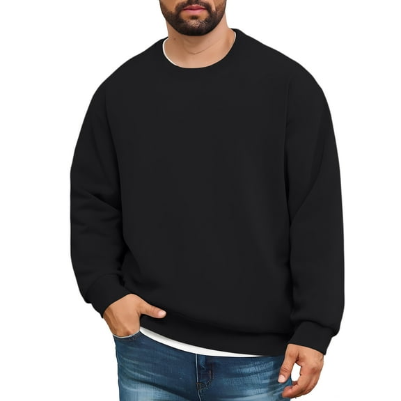 Yiaimeir Mens Classic Crewneck Pullover Sweatshirt Long Sleeve Loose Fit Casual Fleece Top for Everyday Comfort and Style