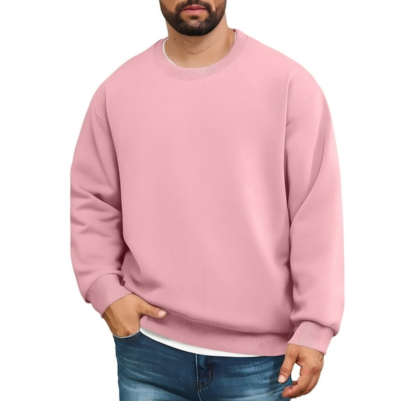 Yiaimeir Mens Classic Crewneck Pullover Sweatshirt Long Sleeve Loose Fit Casual Fleece Top for Everyday Comfort and Style