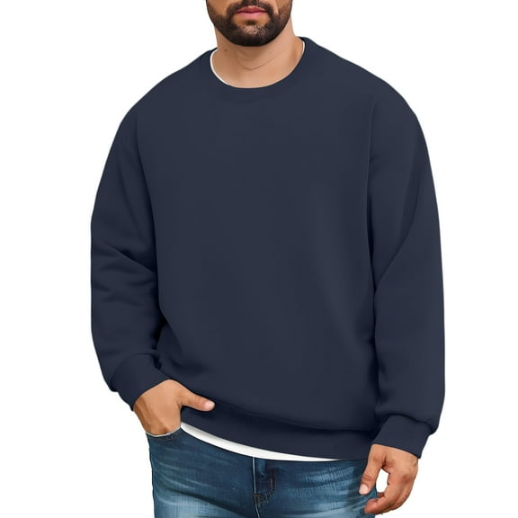 Yiaimeir Mens Classic Crewneck Pullover Sweatshirt Long Sleeve Loose Fit Casual Fleece Top for Everyday Comfort and Style