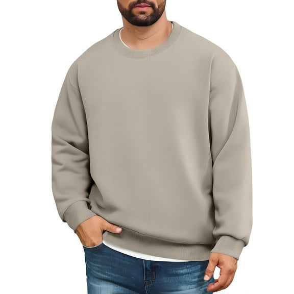 Yiaimeir Mens Classic Crewneck Pullover Sweatshirt Long Sleeve Loose Fit Casual Fleece Top for Everyday Comfort and Style