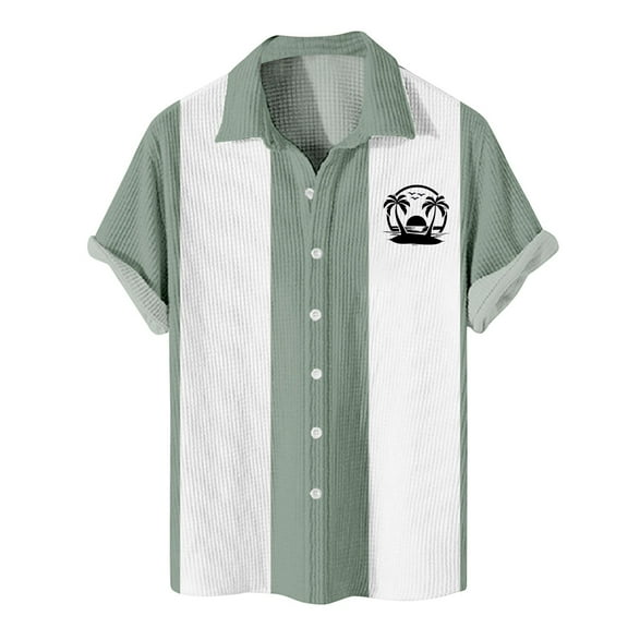 Yiaimeir Mens Hawaiian Button Oversized Short Sleeve Shirts Men's Casual Fashion Short Sleeve Shirts,Size M-8XL