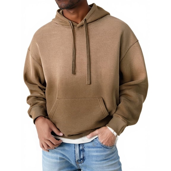 Yiaimeir Mens Pullover Hoodie Casual Drawstring Hooded Sweatshirt Relaxed Fit Long Sleeve Soft Fleece Top Kangaroo Pocket