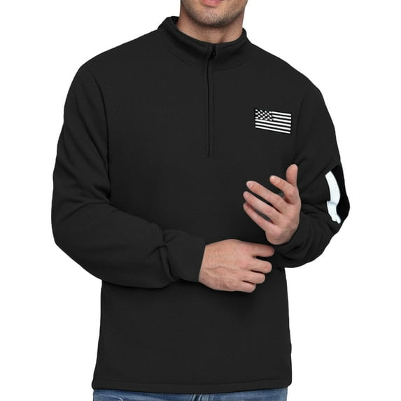 Yiaimeir Mens Quarter Zip Pullover Sweatshirt with American Flag Print Lightweight Long Sleeve Casual Athletic Top