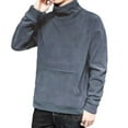 thumbnail image 1 of Yiaimeir Mens Turtleneck Fleece Pullover Sweatshirt Long Sleeve Warm Casual Loose Fit Top with Kangaroo Pocket for Autumn Winter, 1 of 5