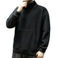 thumbnail image 1 of Yiaimeir Mens Turtleneck Fleece Pullover Sweatshirt Long Sleeve Warm Casual Loose Fit Top with Kangaroo Pocket for Autumn Winter, 1 of 4