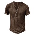 thumbnail image 1 of Yiaimeir ‌Retro Plaid Short Sleeve Tops Men's Summer Solid Color Casual Fashion‌ T-Shirt, 1 of 4