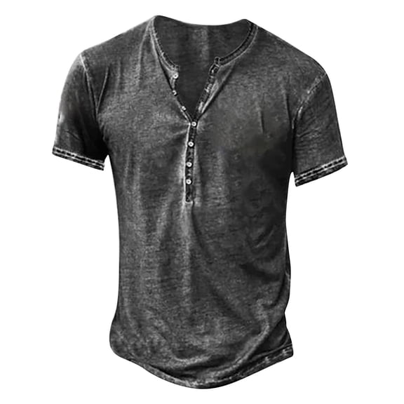 Yiaimeir ‌Retro Plaid Short Sleeve Tops Men's Summer Solid Color Casual Fashion‌ T-Shirt