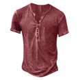thumbnail image 1 of Yiaimeir ‌Retro Plaid Short Sleeve Tops Men's Summer Solid Color Casual Fashion‌ T-Shirt, 1 of 4