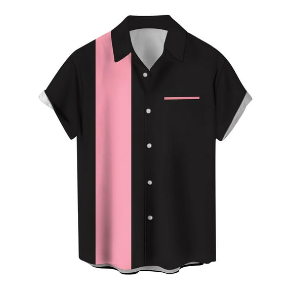 Yiaimeir Summer Hawaiian Shirt For Men Vintage Button Down Bowling Shirts Short Sleeve Beach Shirt,Size M-4XL