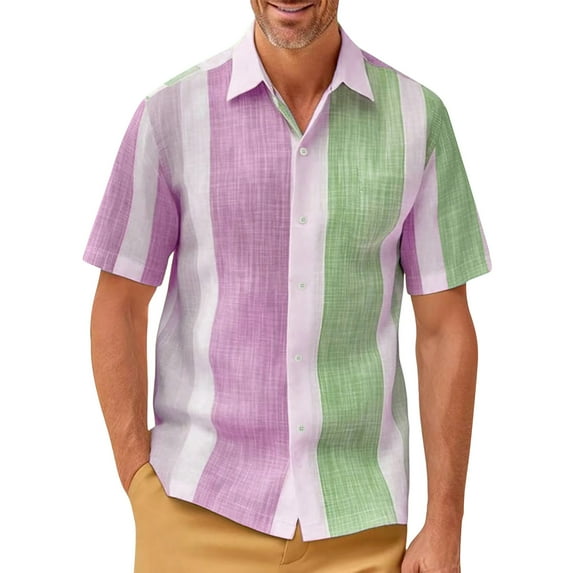 Yiaimeir Summer Hawaiian Shirt For Men Vintage Clothes Short Sleeve Cardigan,Size M-4XL