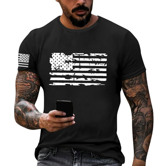 Yiaimeir Summer Men's Popular T-shirt Printed Round Neck Short Sleeve T-shirt Streetwear,Size M-3XL