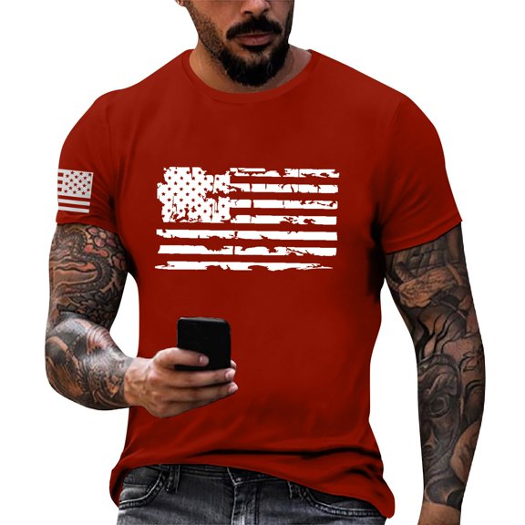 Yiaimeir Summer Men's Popular T-shirt Printed Round Neck Short Sleeve T-shirt Streetwear,Size M-3XL