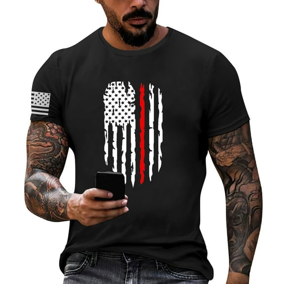 Yiaimeir Summer Men's Popular T-shirt Printed Round Neck Short Sleeve T-shirt Streetwear,Size M-3XL
