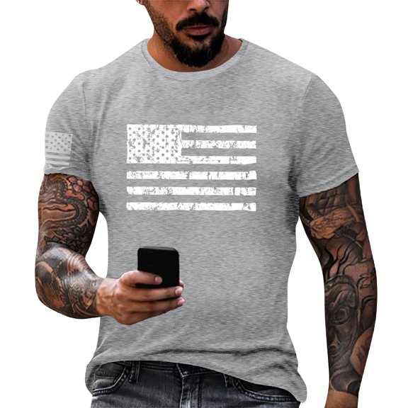 Yiaimeir Summer Men's Popular T-shirt Printed Round Neck Short Sleeve T-shirt Streetwear,Size M-3XL