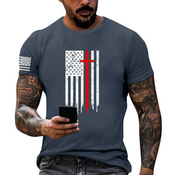 Yiaimeir Summer Men's Popular T-shirt Printed Round Neck Short Sleeve T-shirt Streetwear,Size M-3XL