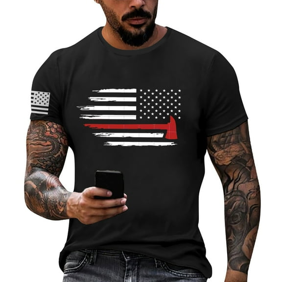 Yiaimeir Summer Men's Popular T-shirt Printed Round Neck Short Sleeve T-shirt Streetwear,Size M-3XL