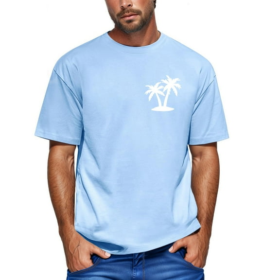 Yiaimeir Summer Men's Popular T-shirt Printed Round Neck Short Sleeve T-shirt Streetwear,Size M-3XL