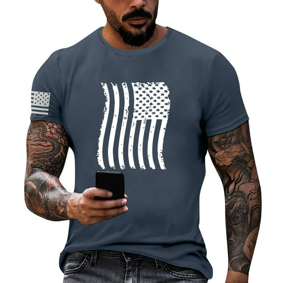 Yiaimeir Summer Men's Popular T-shirt Printed Round Neck Short Sleeve T-shirt Streetwear,Size M-3XL