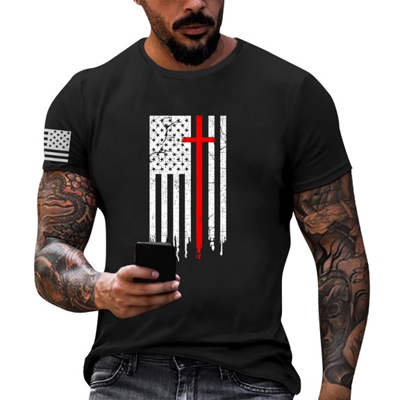 Yiaimeir Summer Men's Popular T-shirt Printed Round Neck Short Sleeve T-shirt Streetwear,Size M-3XL