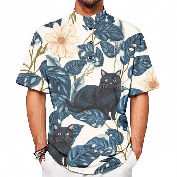 Yiaimeir Summer New Men's Casual Stand Collar Short Sleeve T-Shirt Collar Streetwear,Size S-2XL