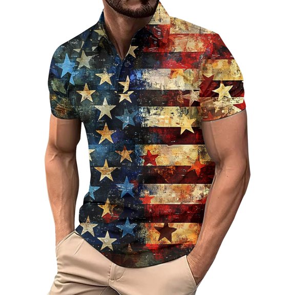 Yiaimeir Summer New Men's Casual Stand Collar Short Sleeve T-Shirt Collar Streetwear,Size S-2XL