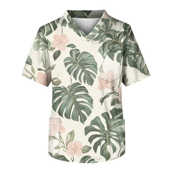 Yiaimeir ‌Tropical Buttonless Beach T-shirt Hollow Knit Breathable Summer Wear‌
