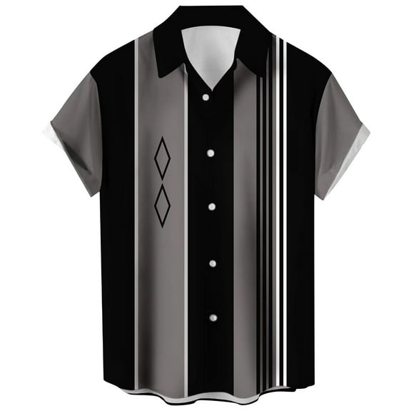 Yiaimeir Vintage Hawaiian Shirt For Men Summer Button Down Bowling Short Sleeve Shirt,Size M-4XL