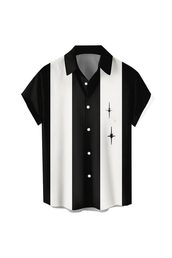 Vintage Hawaiian Shirt For Men Summer Button Down Bowling Short Sleeve Shirt,Size M-4XL