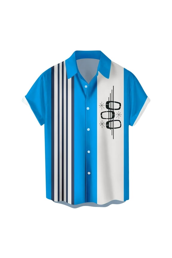 Vintage Hawaiian Shirt Men Button Down Bowling Shirts Short Sleeve Summer Beach Shirt,Size M-4XL