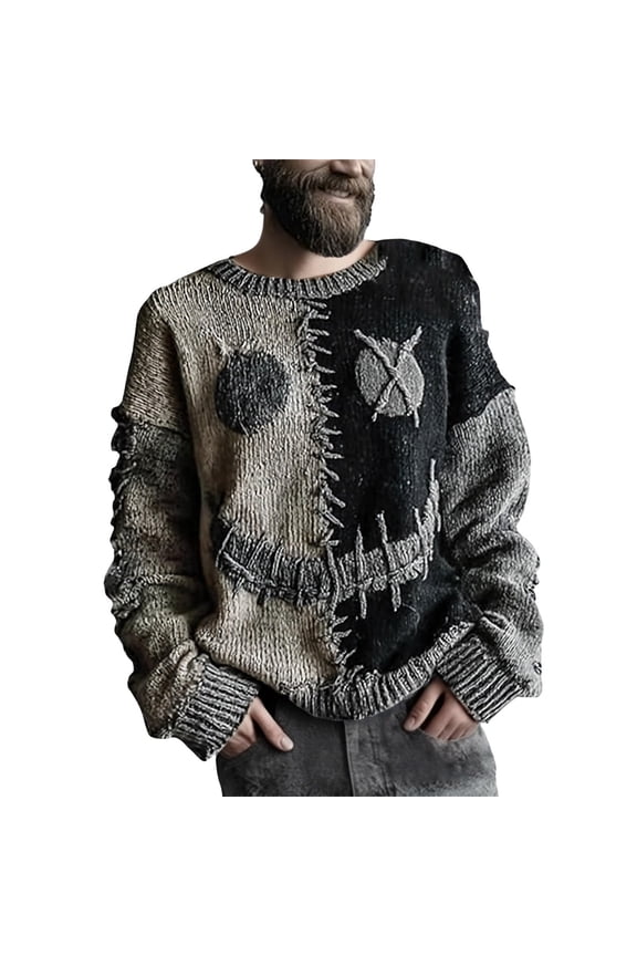 Women’s Knitted Sweater with Cat Graphic Long Sleeve Pullover Loose Fit Casual Crewneck Soft Warm Top for Autumn Winter