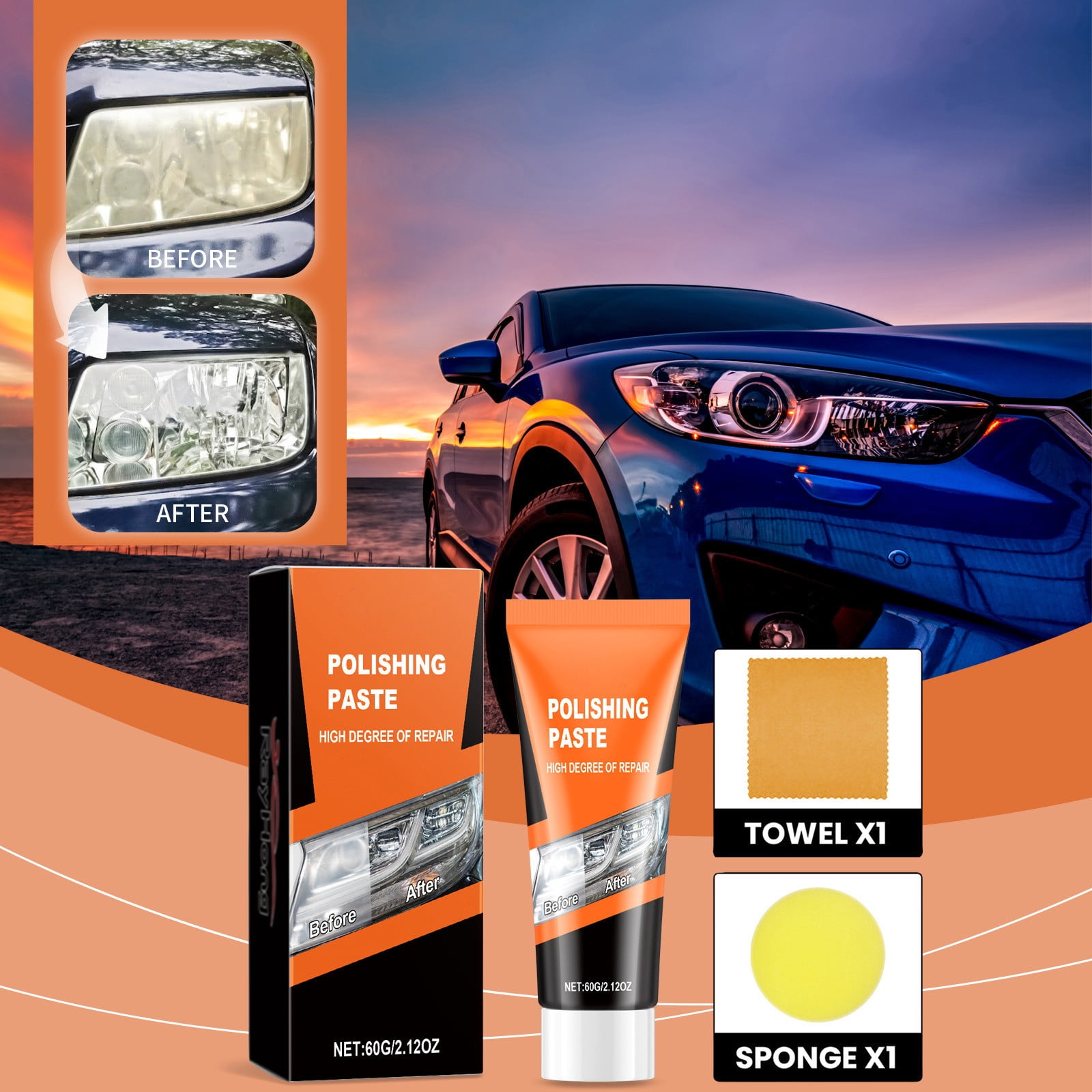 Headlight Restoration Kit – Removes Scratches, Oxidation & Yellowing – Made In USA