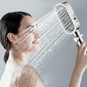 Yialzm High Pressure Water Heater Filter Shower Head with Turbocharged Fan and 3 Bathing Modes One Pressurized Water Stop Function Easy to Install Universal Shower Hose 10.62x2.75in