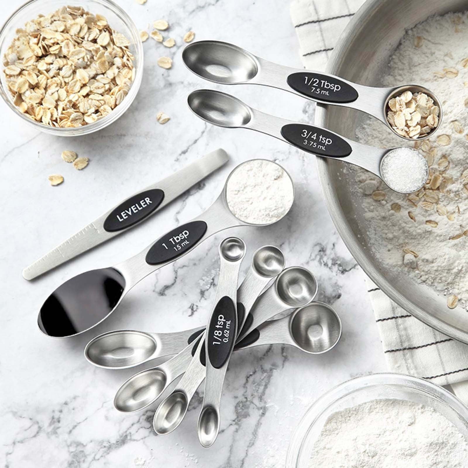 Yialzm Stainless Steel Double-Headed Measuring Spoon Set 8-Piece Suit ...