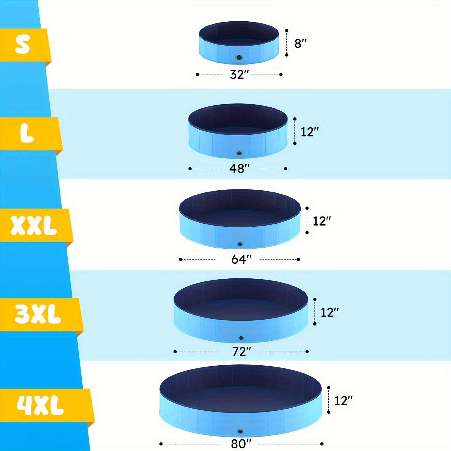 Yian Mao Foldable Dog Pool, Collapsible Hard Plastic Dog Swimming Pool