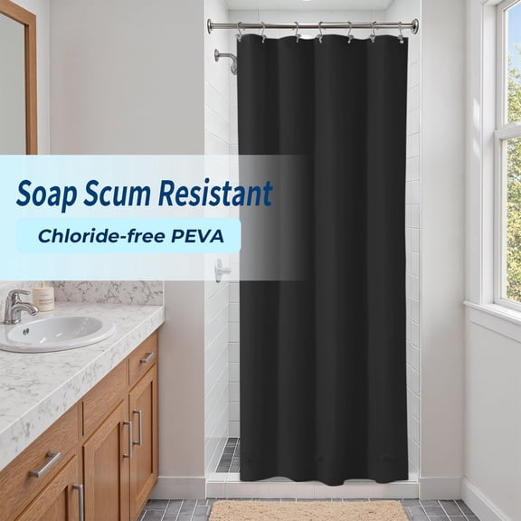 Yiannan Black PEVA Shower Curtain Liner, Rustproof Grommets, Waterproof, 3 Magnets,36x72