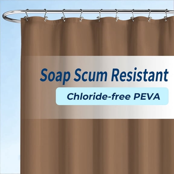 Yiannan Coffee PEVA Shower Curtain Liner, Rustproof Grommets, Waterproof, 3 Magnets,71x72