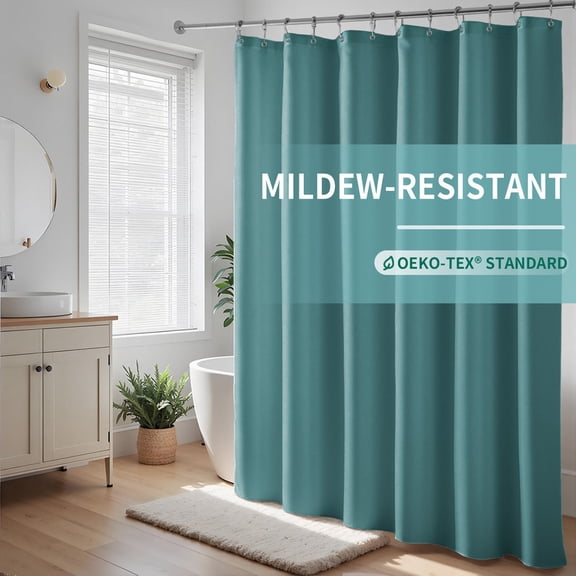 Yiannan Fabric Water-Repellent Shower Curtain,Mold Resistant & Machine Washable Shower Curtain liner,72 x 72 inches,Teal