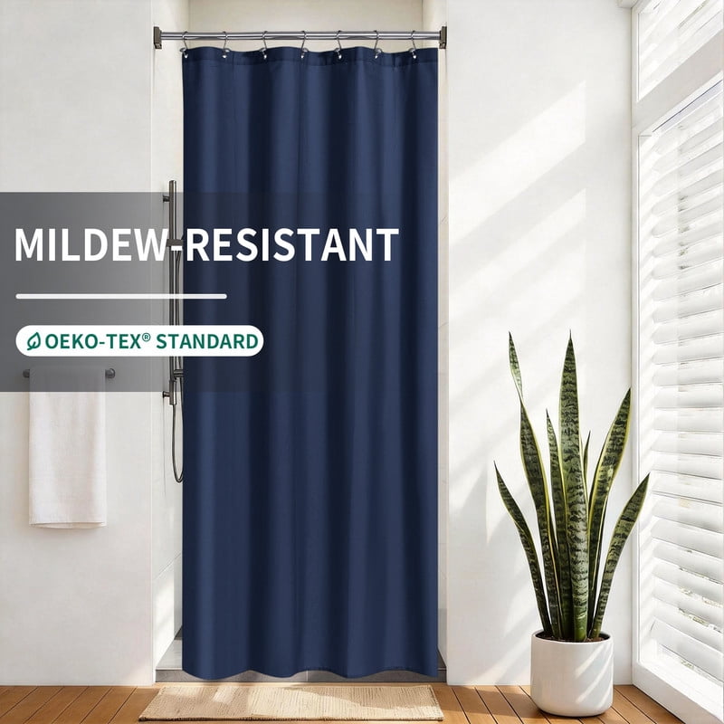 Yiannan Fabric Water-Repellent Stall Shower Curtain,Mold Resistant & Machine Washable Shower Curtain liner,36x72 inches,Navy Blue